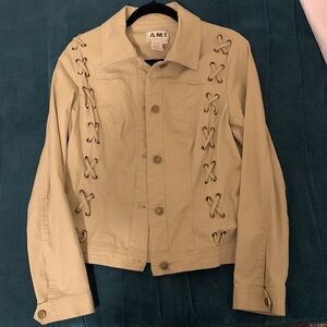 A.M.I. Women's Tan Jacket with Lace-Up Detail